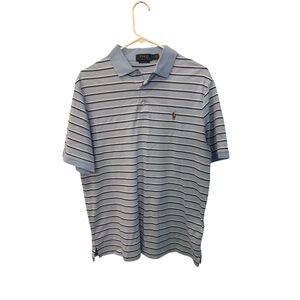 Ralph Lauren Men's Light Blue Striped Polo Shirt